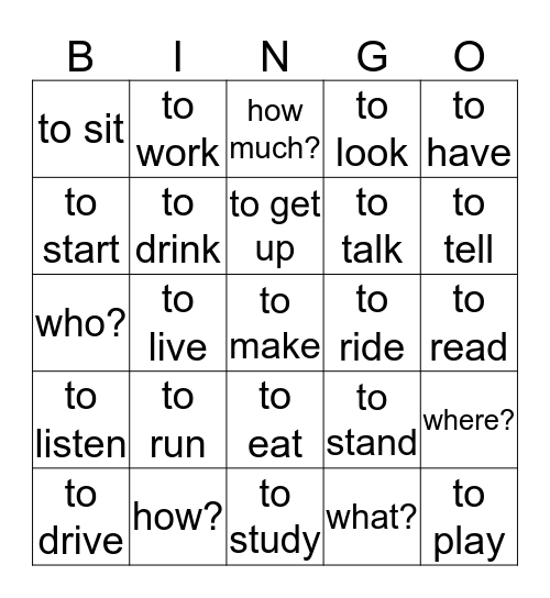 Engels groep 8 Bingo Card