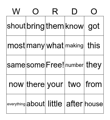 WORDO GAME 4 (INTERMEDIATE) Bingo Card