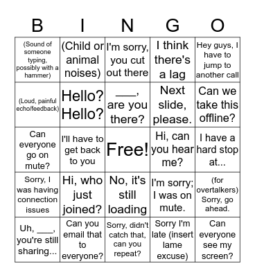 Conference Call Bingo Card