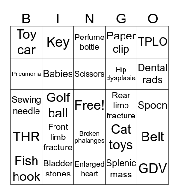 X-Ray Bingo Card