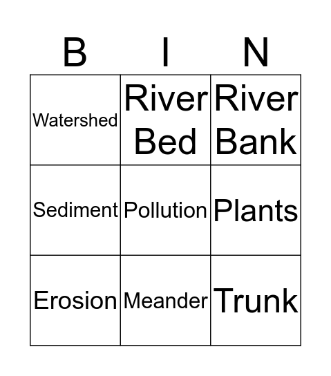 Ecology Bingo Card