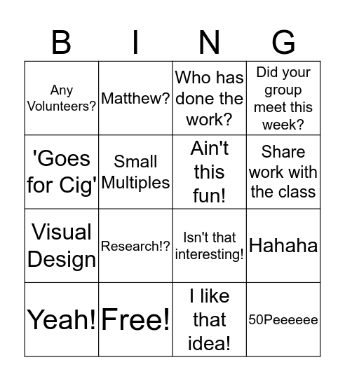 Consoli's Bingo Bangers Bingo Card