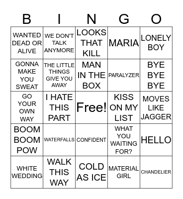 MUSICAL BINGO Card