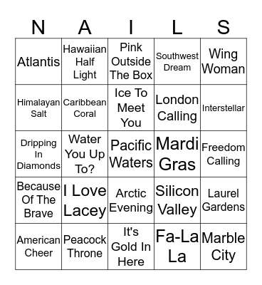 Kara-Lot About Nails BINGO! Bingo Card