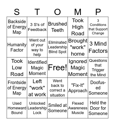 STOMP BINGO Card