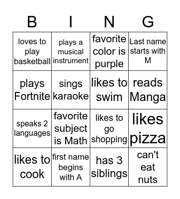 Shimada Visit Bingo Card