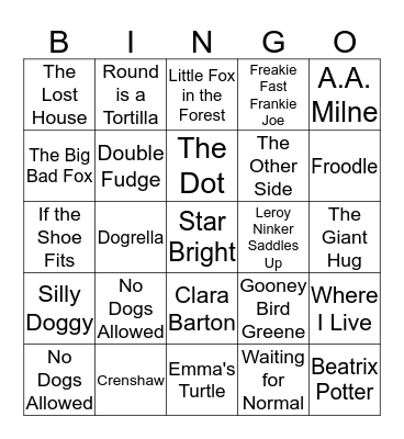 Library Location Bingo Card
