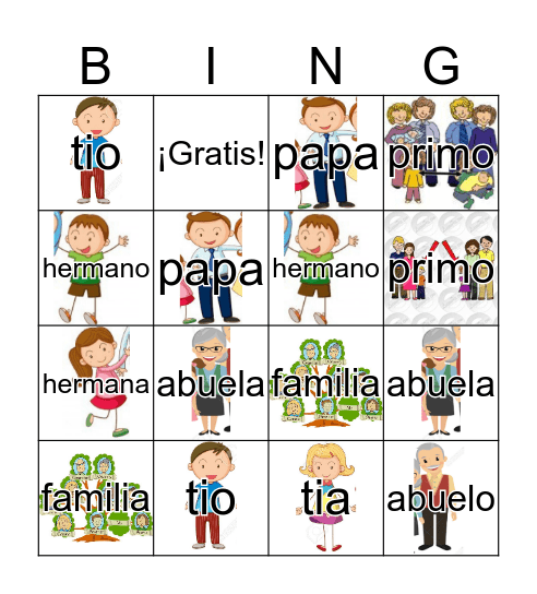 La familia Bingo Card