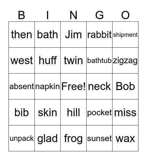Phonics For Reading Level 1 Bingo Card
