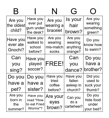 Fun Creative Writing Bingo Card