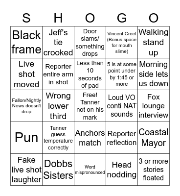 SHOWGO Bingo Card