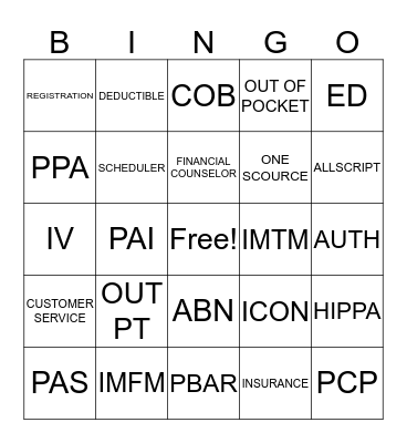 PT ACCESS Bingo Card