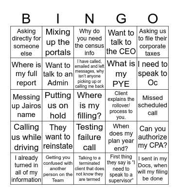 Deadline BINGO Card