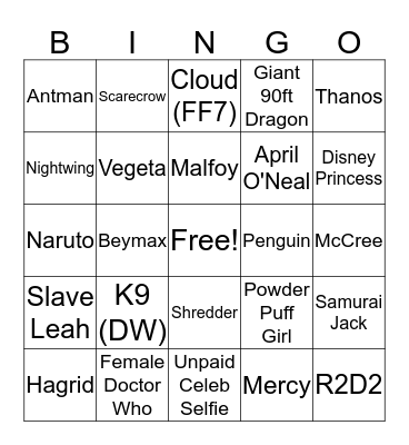 Planet Comicon Bingo Card