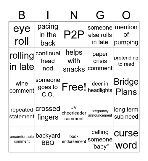 MIST Bingo Card