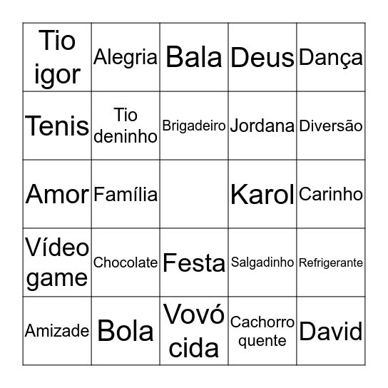 Bingo do Victor Miguel  Bingo Card