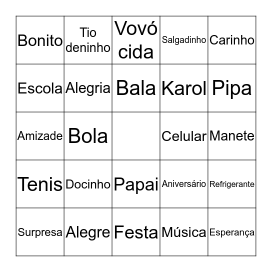 Bingo do Victor Miguel  Bingo Card