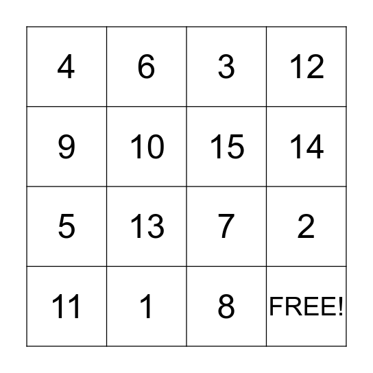 Bridal Shower Bingo Card