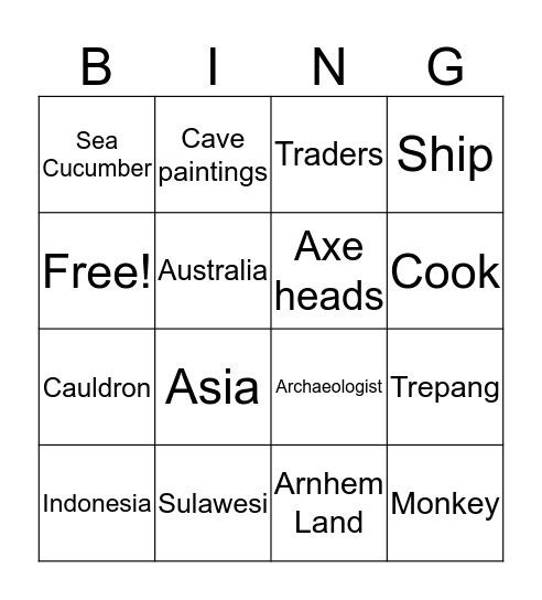 Macassans Bingo Card