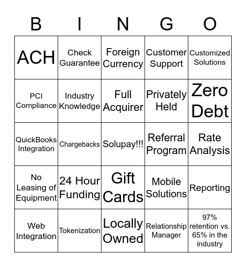 Solupay BINGO Card