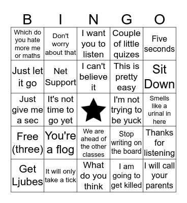Math Bingo Card