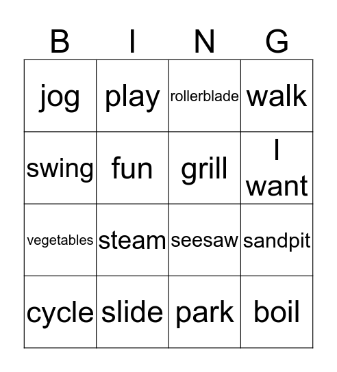 BINGO! Fun in the park Bingo Card