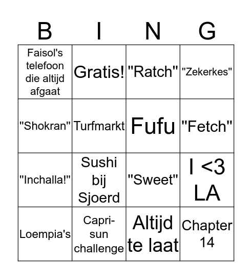 Missionary Bingo Card