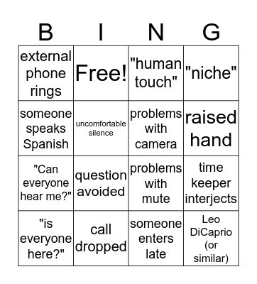 Town Hall Bingo Card