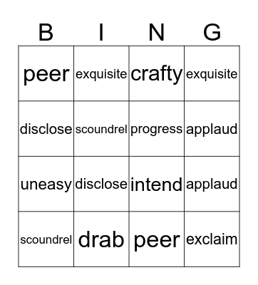 Lesson 6 Vocabulary Bingo Card