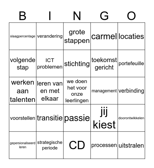 Hooghuisdag Bingo Card