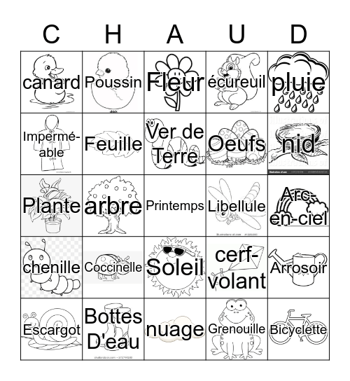 PRINTEMPS Bingo Card