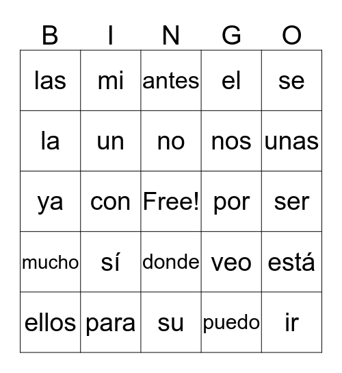 BINGO Card