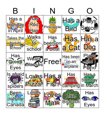 Sleep Over Bingo Card