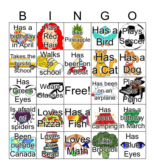 Sleep Over Bingo Card