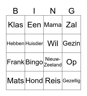 Papa 70 Bingo Card