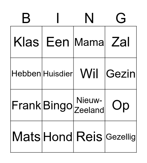 Papa 70 Bingo Card