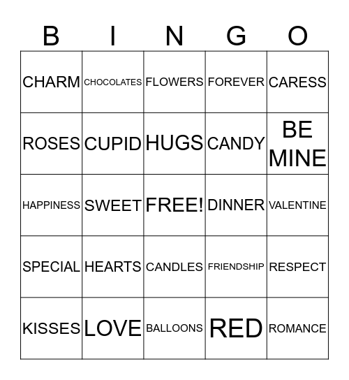 VALENTINE'S DAY BINGO! Bingo Card