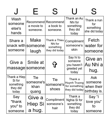 Our Model of Kindness Bingo Card