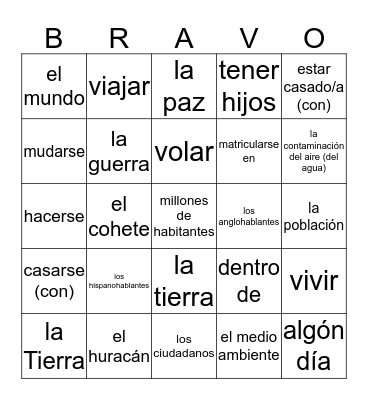 En el futuro Bingo Card