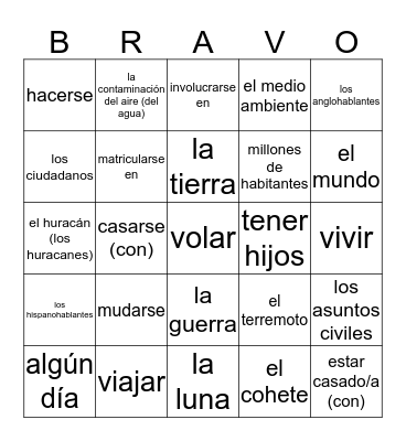 En el futuro Bingo Card