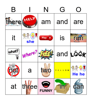 Sight Words Bingo Card