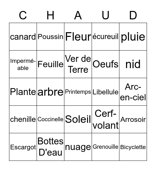 PRINTEMPS Bingo Card