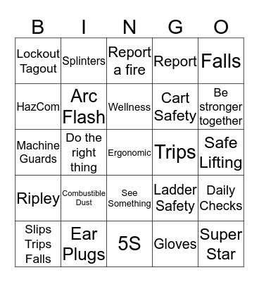 Be a PART of Safety  Bingo Card