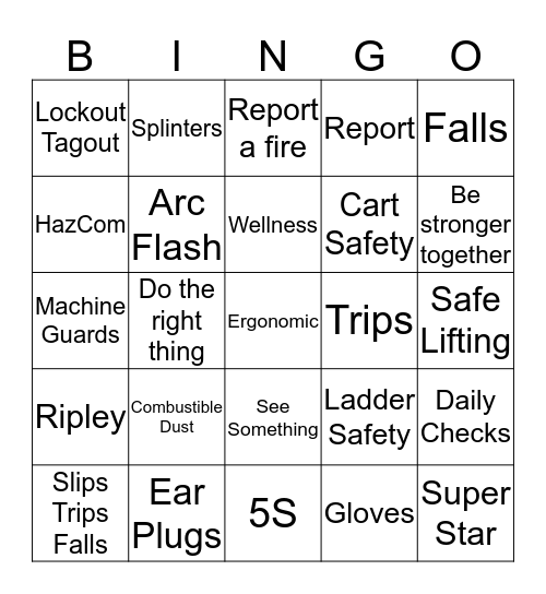 Be a PART of Safety  Bingo Card
