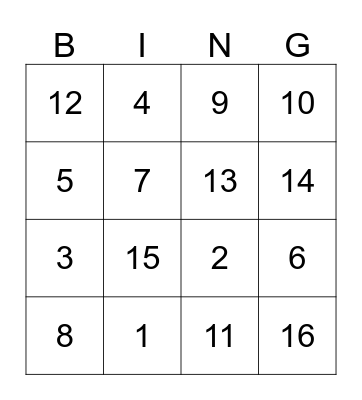 ANADOLU 1 I-III Bingo Card