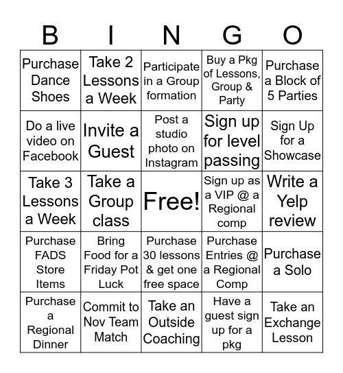 Pewaukee FADS Summer Bingo Card