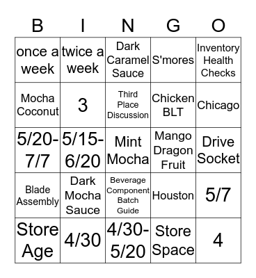 Summer Promo Bingo Card