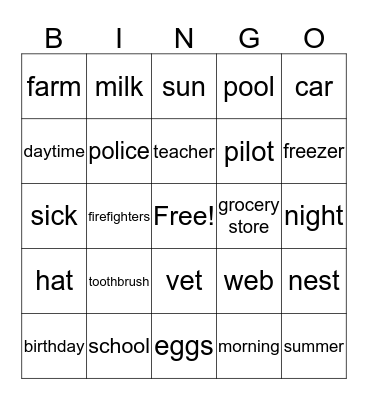 Wh- Questions Bingo Card