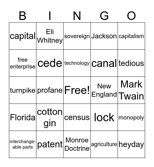 Growth and Expansion Bingo Card