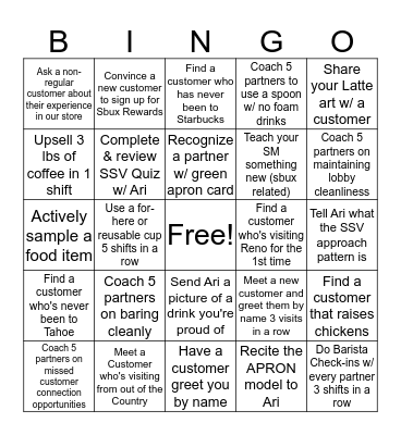 Shift Supervisor Bingo Card